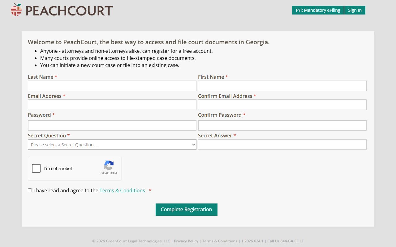 Bacon County Clerk of Superior Court PeachCourt registration record access