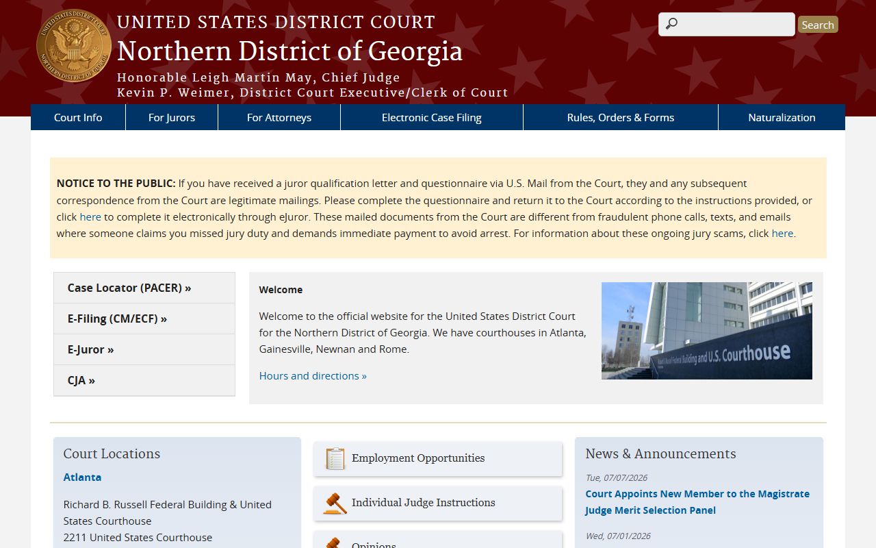 Bacon County criminal court records Georgia federal district source
