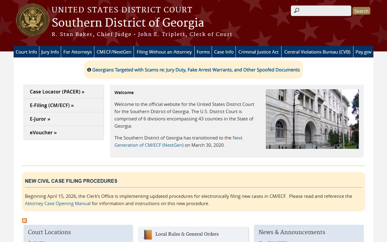 Bacon County Superior Court records and Southern District of Georgia distinction