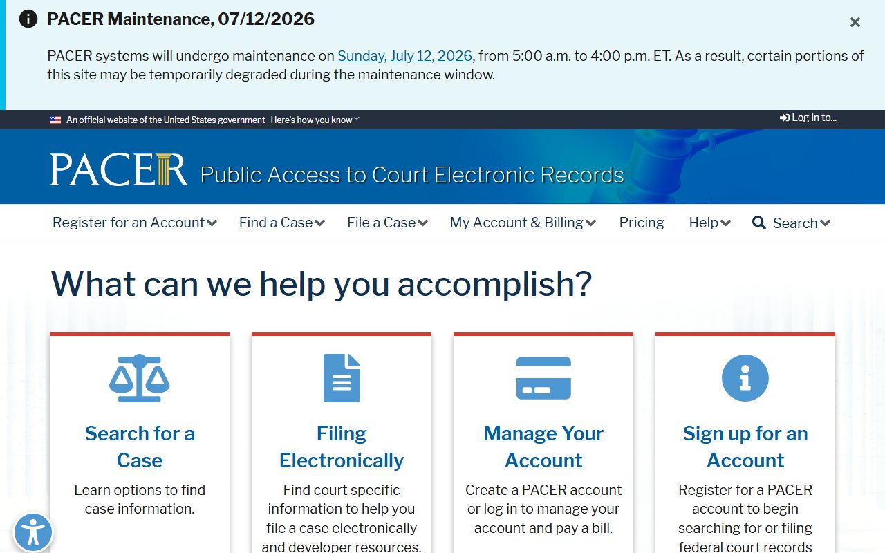 Bacon County Superior Court records and PACER federal docket access