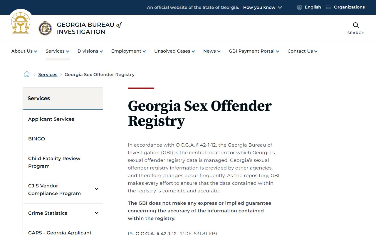Bacon County warrant records and Georgia sex offender registry distinction